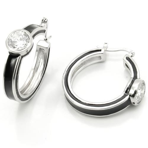 LOS173 - Rhodium 925 Sterling Silver Earrings with AAA Grade CZ in Clear