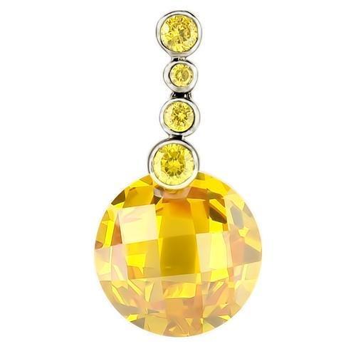 LOS239 - Rhodium 925 Sterling Silver Pendant with AAA Grade CZ in Topaz