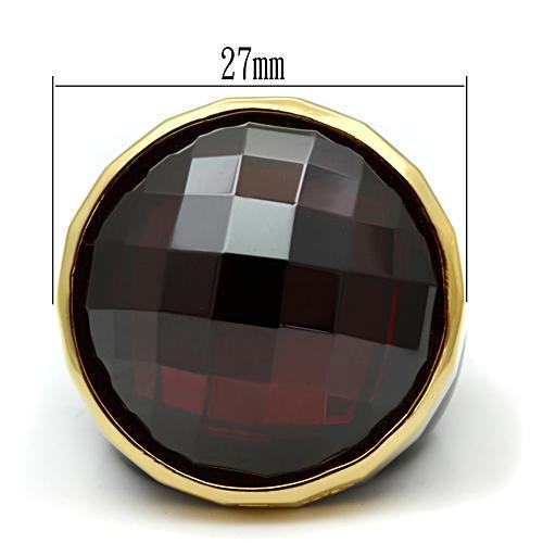 LOS525 - Gold 925 Sterling Silver Ring with AAA Grade CZ in Garnet