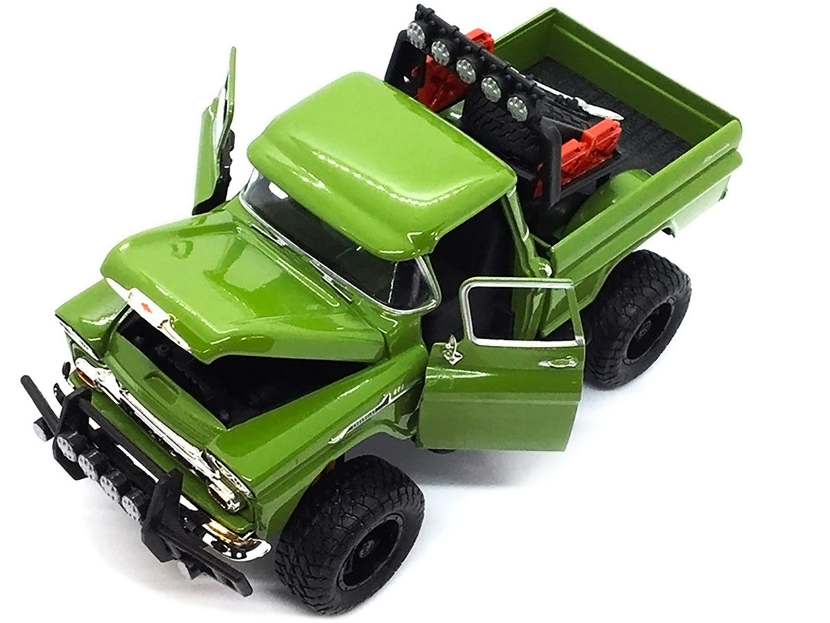 1958 Chevrolet Apache Fleetside Pickup Truck Off Road Green 1/24 Diecast Model by Motormax