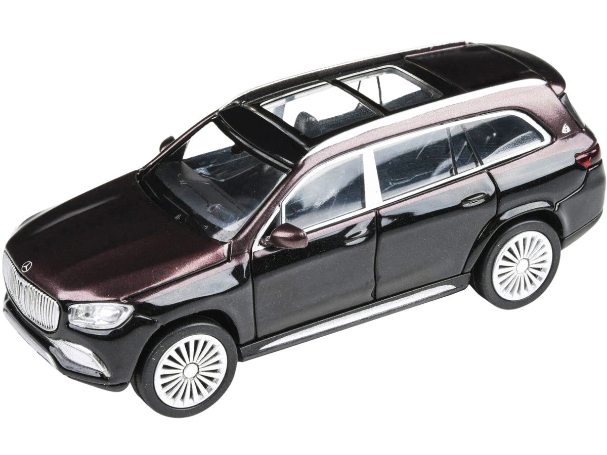 Mercedes-Maybach GLS 600 with Sunroof Rubellite Red and Obsidian Black Metallic 1/64 Diecast Model Car by Paragon