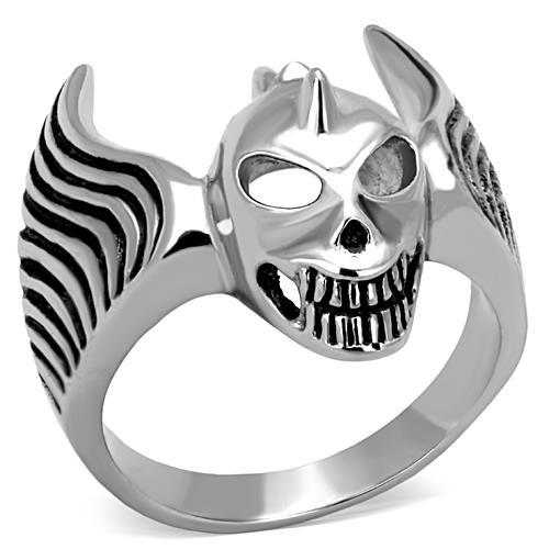 TK1599 - High polished (no plating) Stainless Steel Ring with Epoxy in Jet