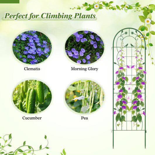 Costway 2 Pack Rustproof Metal Garden Trellis 71" x 20" Wire Lattice Panel for Patio Green