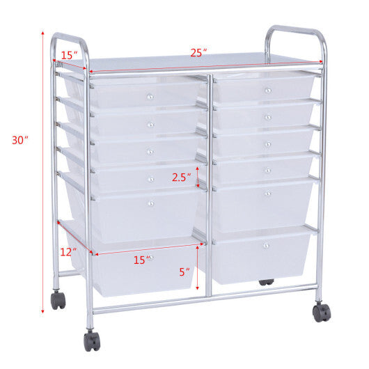 Costway 12 Storage Drawer Organizer Bins Rolling Cart