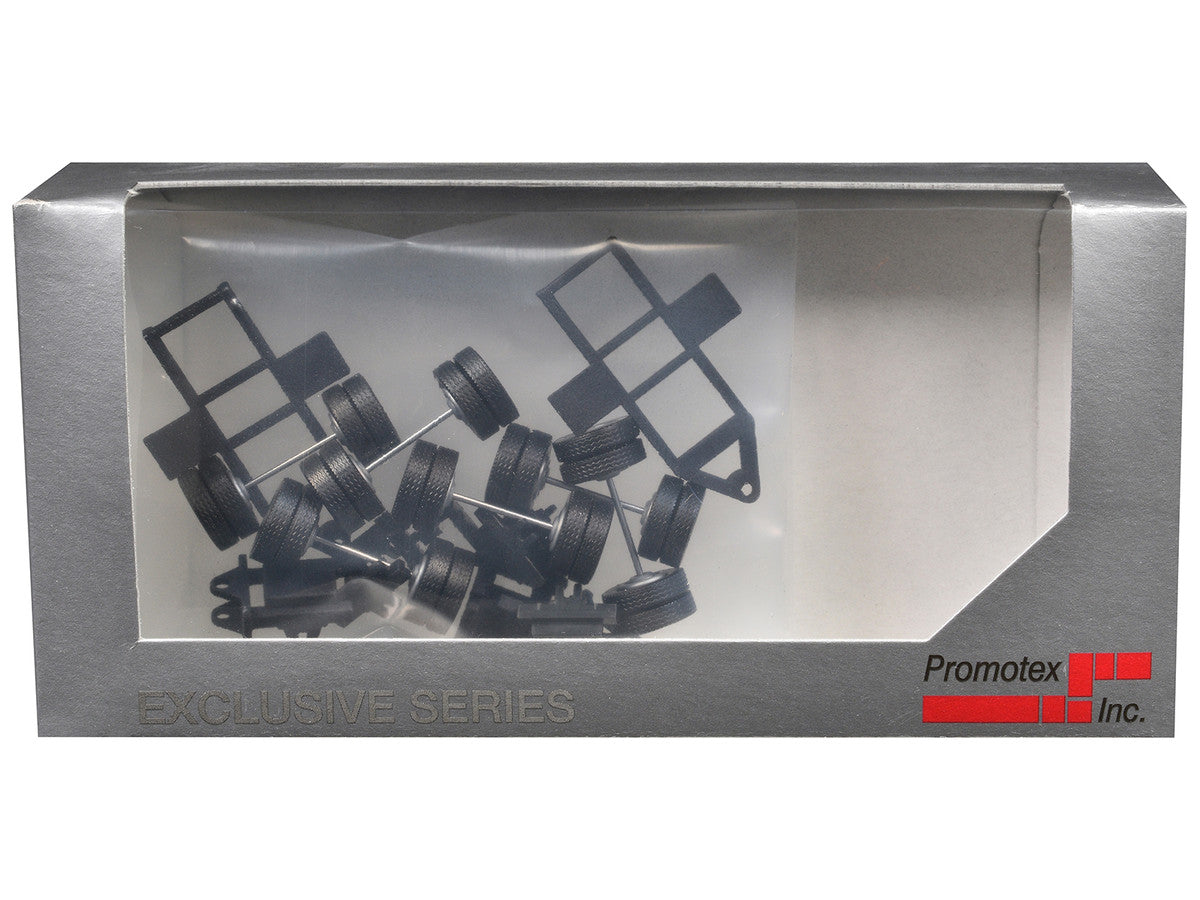 Lowboy Tri-Axle Booster with Integrated Rear Axle and Fenders (2 Sets) 1/87 (HO) Plastic Model by Promotex