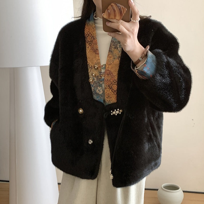 New Chinese Style Environmental Protection Mink Fashionable Coat