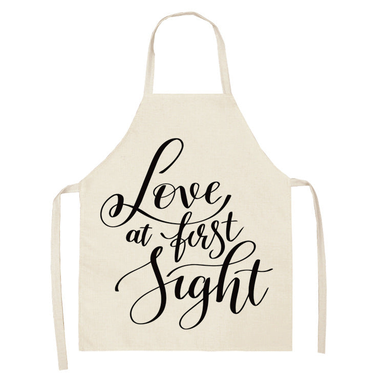 Letter Linen Apron Kitchen Stain-resistant Sleeveless Coverall