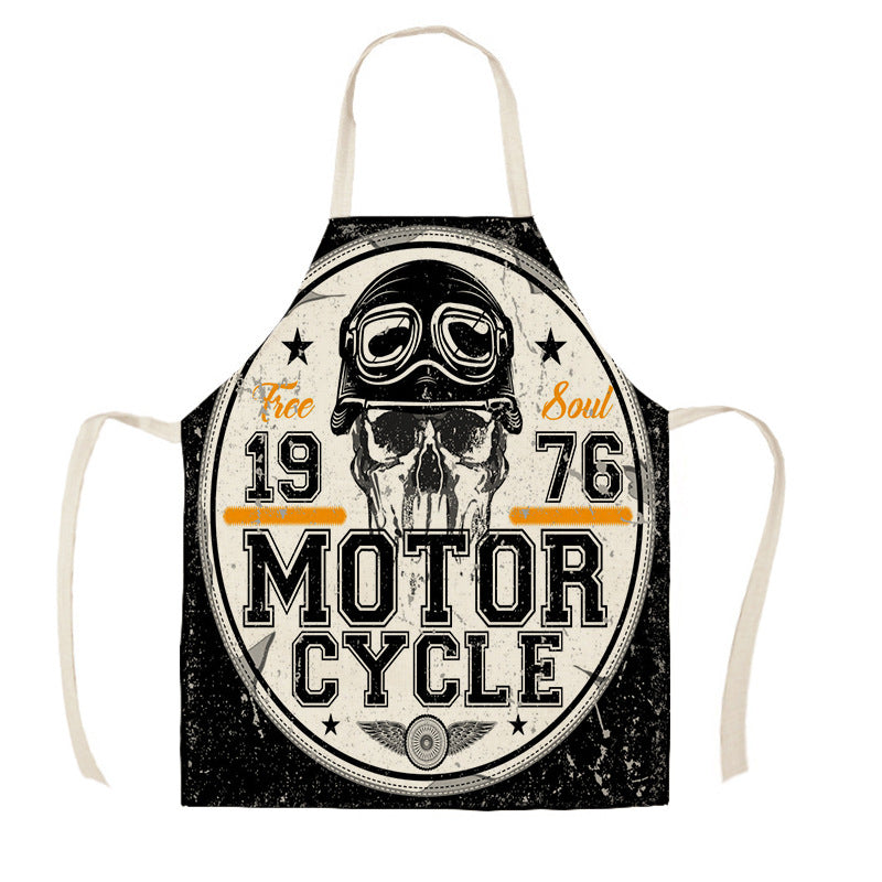 Creative Motorcycle Poster Art Letter Linen Kitchen Apron