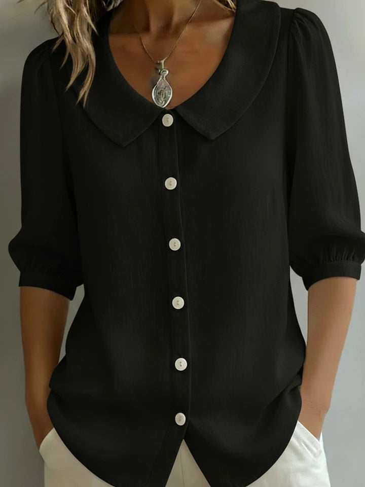 Collared Short-sleeve Blouse Fashion Casual Versatile Loose Shirt Women's Clothing