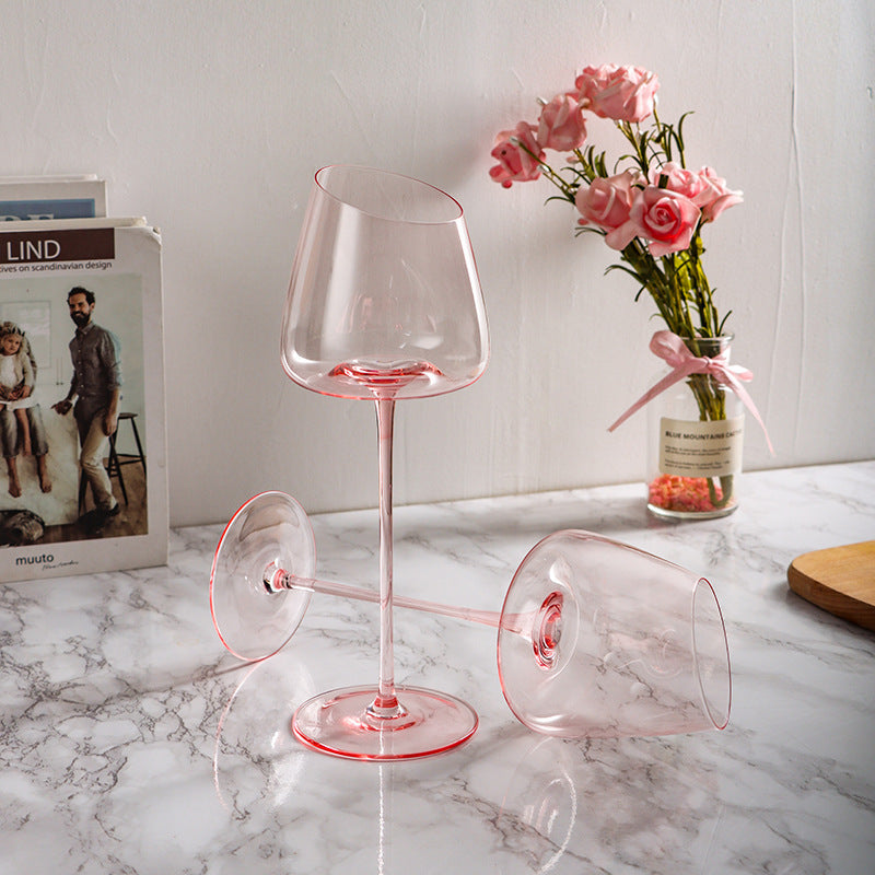 Flamingo Red Wine Oblique Mouth Glass Tall Cup