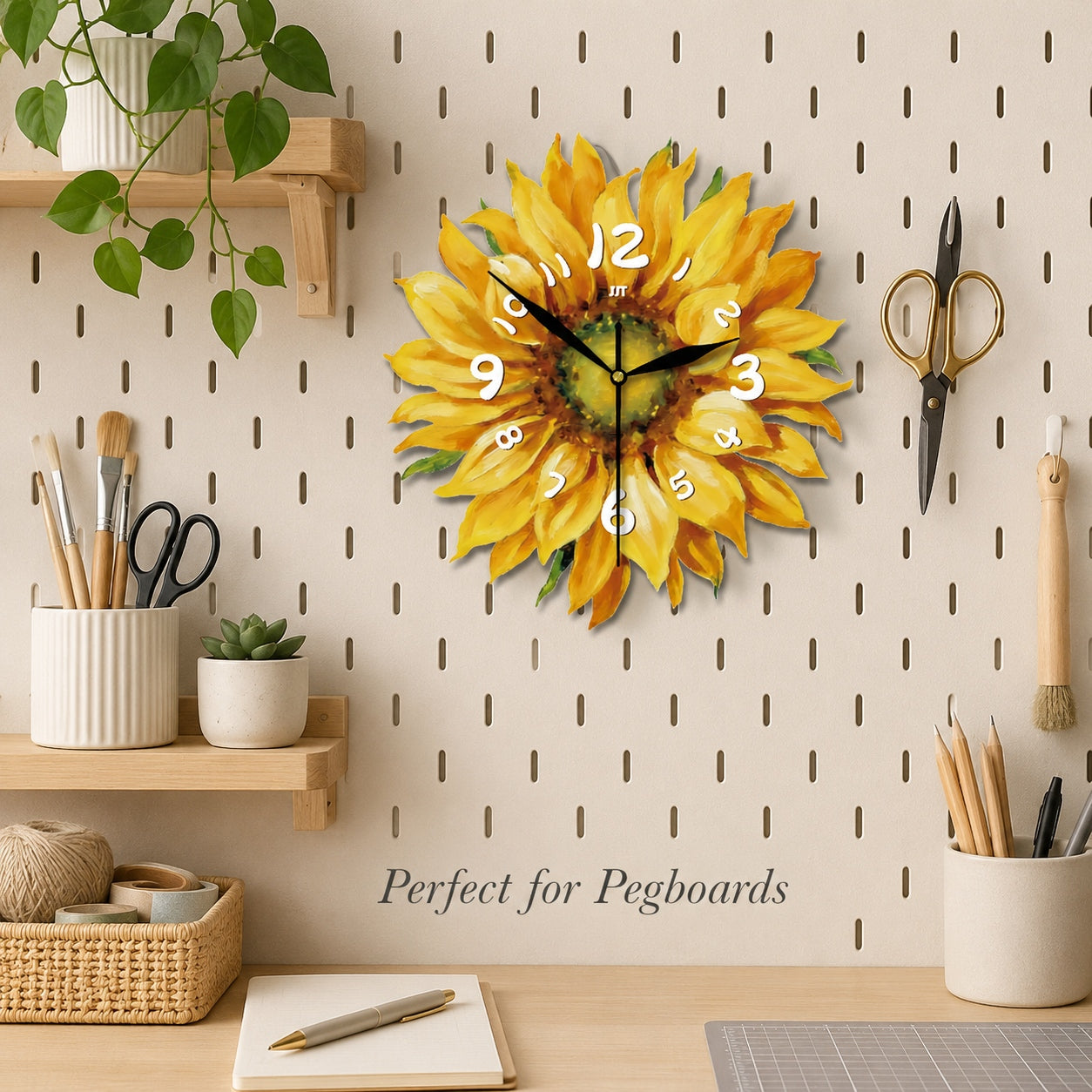 Sunflower Magnetic Fridge Clock Acrylic Decorative Kitchen Decor