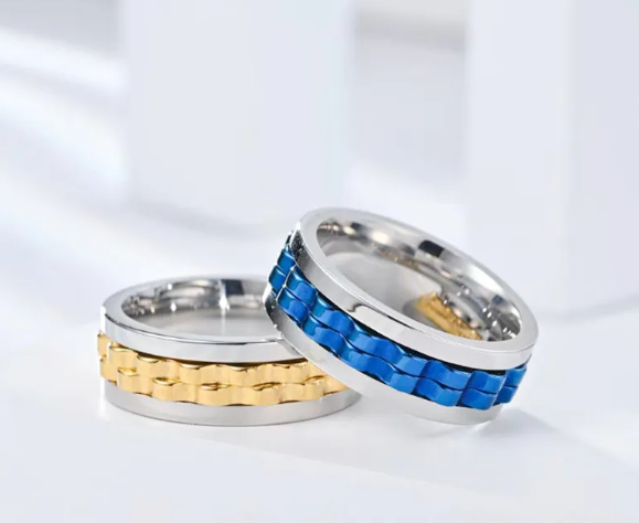 Stainless Steel Spinner Fidget Ring for Men
