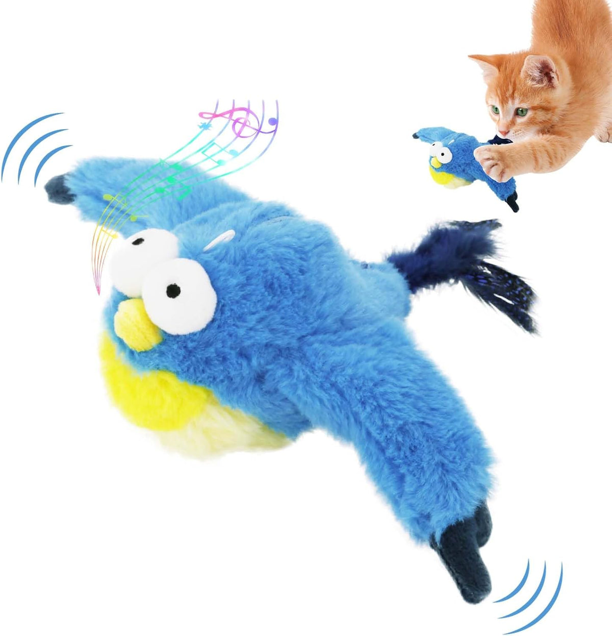 Interactive Chirping Bird Cat Toy, New Flying Interactive Flapping Chirping Bird Cat Toy, Flapping Bird Cat Toy For Indoor Bored Cats, Flapping Bird Cat Toy