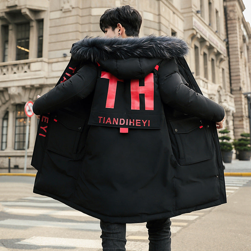 2019 Winter Stylish Long Hooded Cotton Jacket for Men