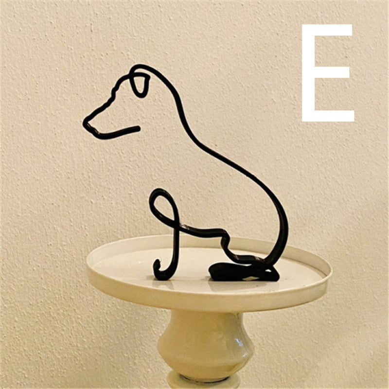 Simple Metal Dog Art Sculpture Decoration