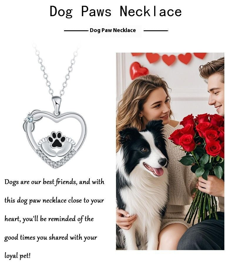 Little Feet Dog Paw Print Design Necklace Female Personality Simple Jewelry