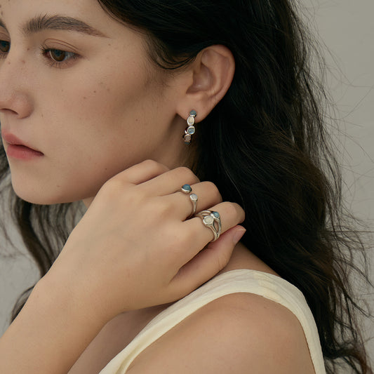 Japanese And Korean Streamer Wave Moon Shadow Single Layer Double-layer Ring French Exquisite Niche