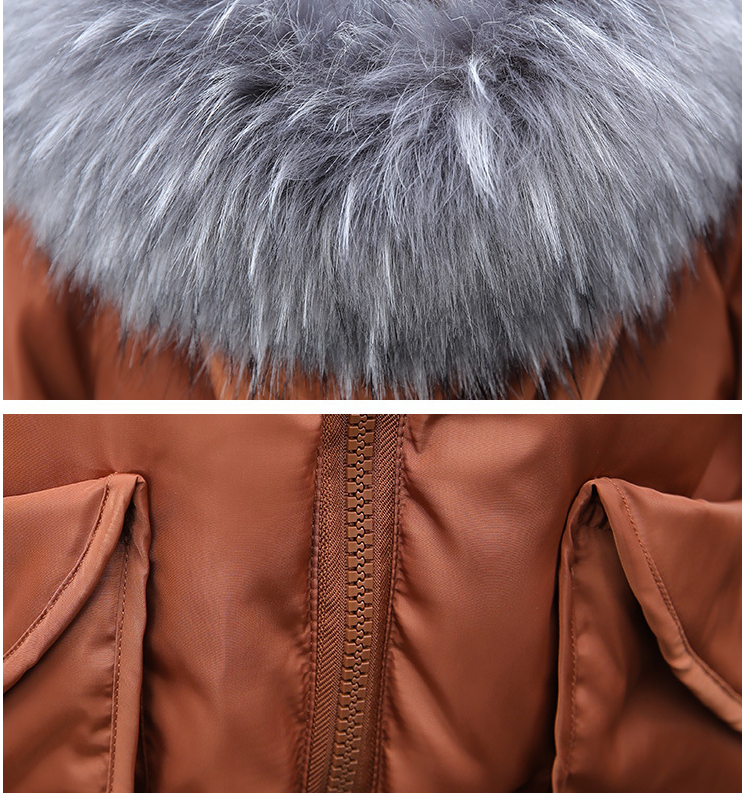 Maternity Cotton Jacket with Hood and Fur Collar