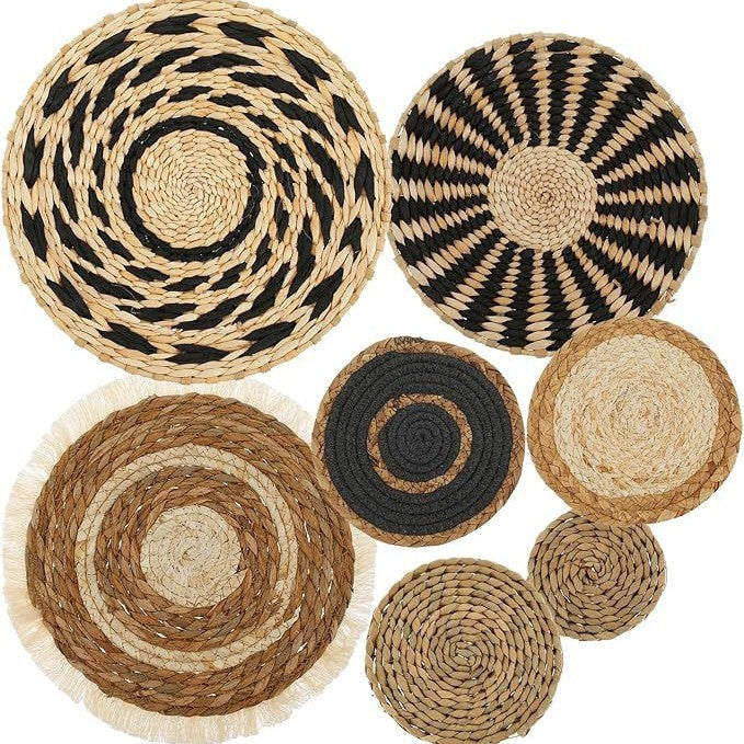 Woven Straw Wall Decor Round Living Room Ornament Wall Hanging