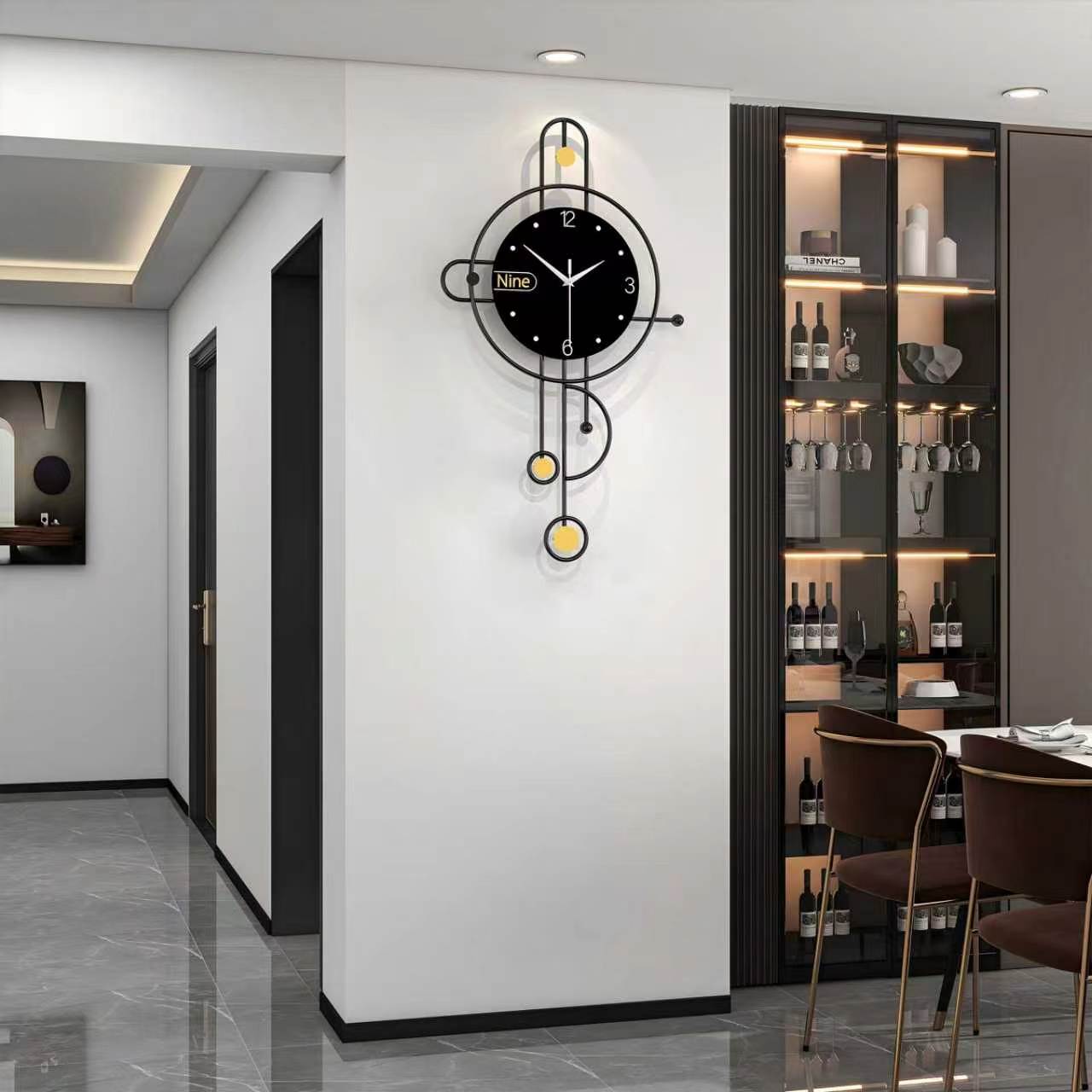 Modern Iron Wall Clock Metal Decorative Home Decor