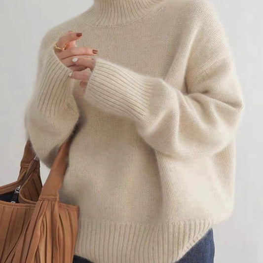 High-neck Women's Loose Versatile Knit Pullover Sweater