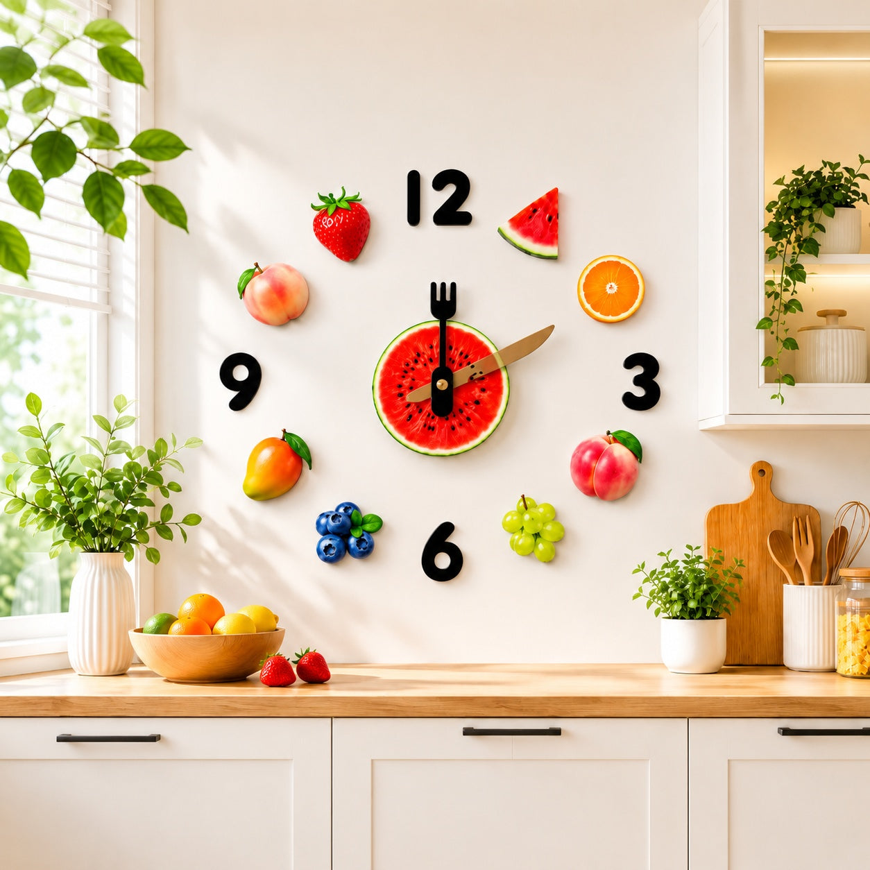 Fruit Decor Magnetic Fridge Wall Clock