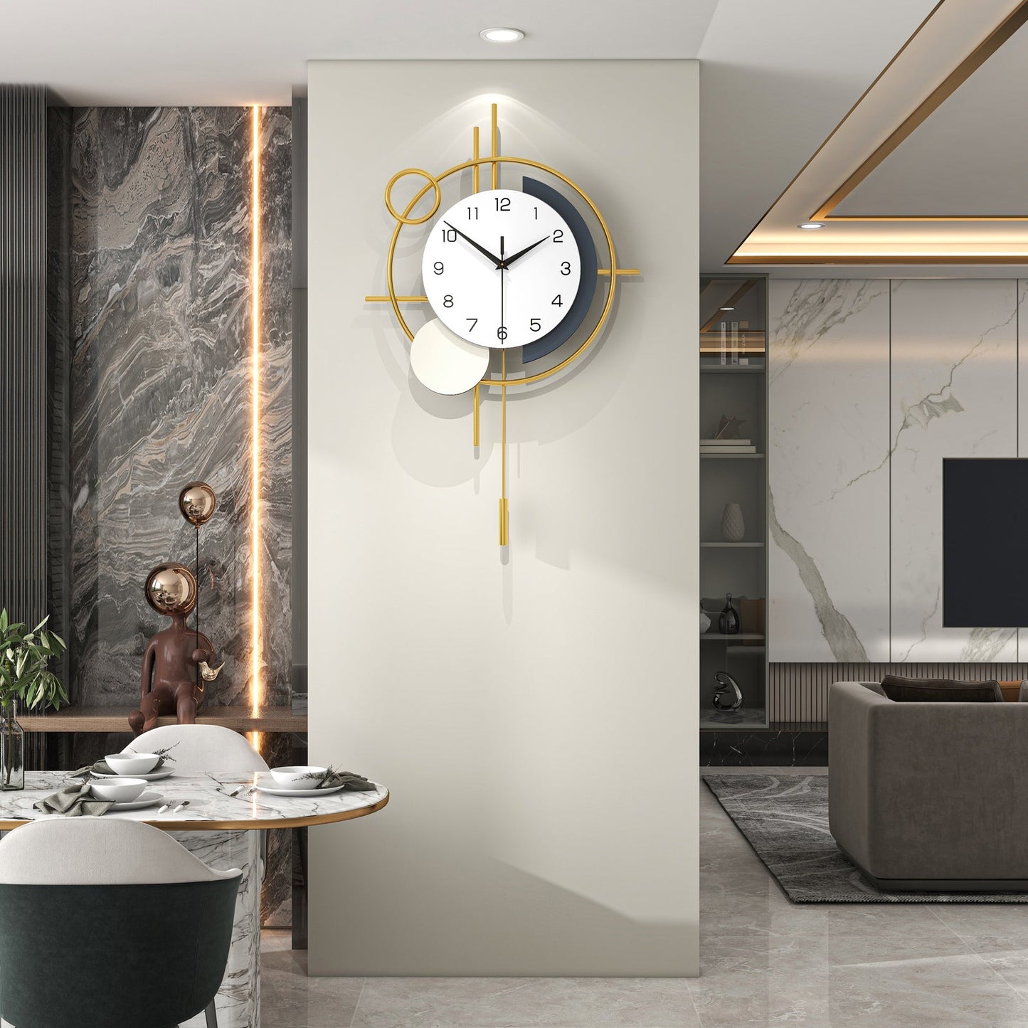 Modern Abstract Wall Clock Minimalist Metal Decorative Home Decor