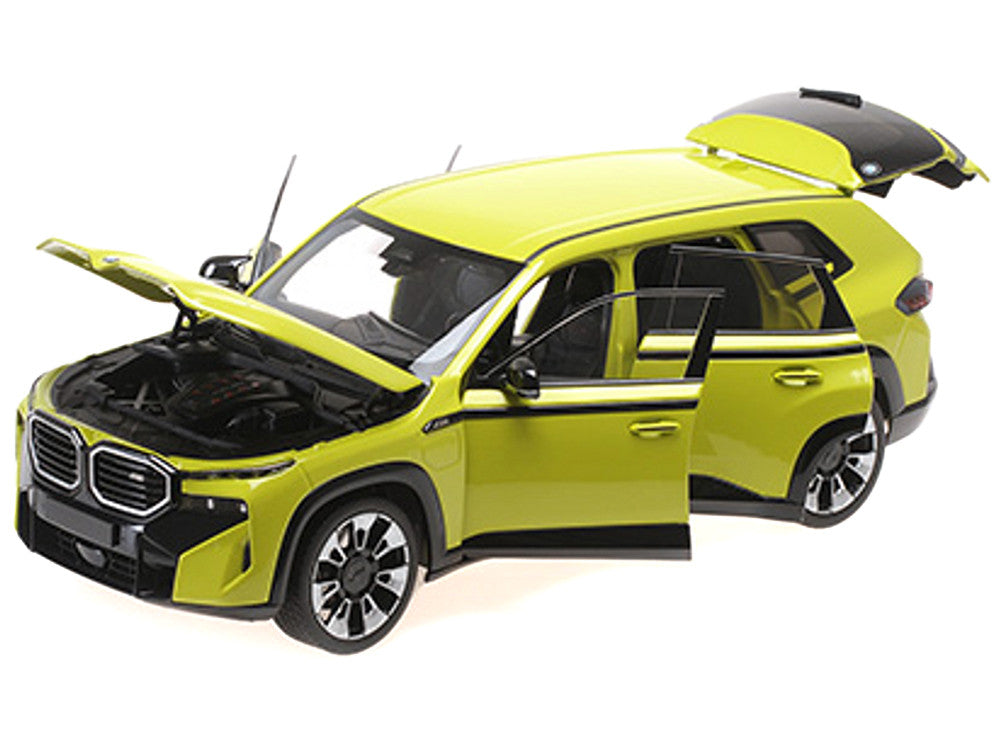2023 BMW XM Yellow with Black Stripes 1/18 Diecast Model Car by Minichamps