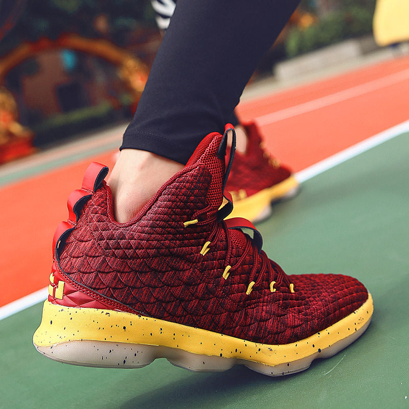 Shock-absorbing large size basketball shoes high to help outdoor sports shoes
