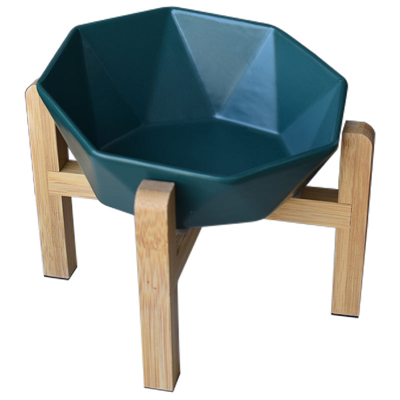 Ceramic high-footed cat food bowl