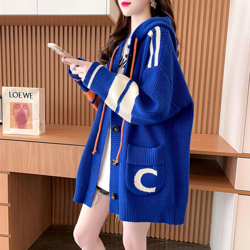 Idle Style Hooded Sweater Cardigan For Women