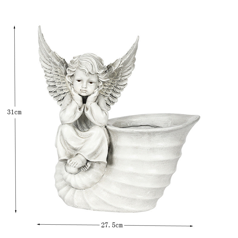 Garden Decoration Angel Flower Cylinder Sculpture