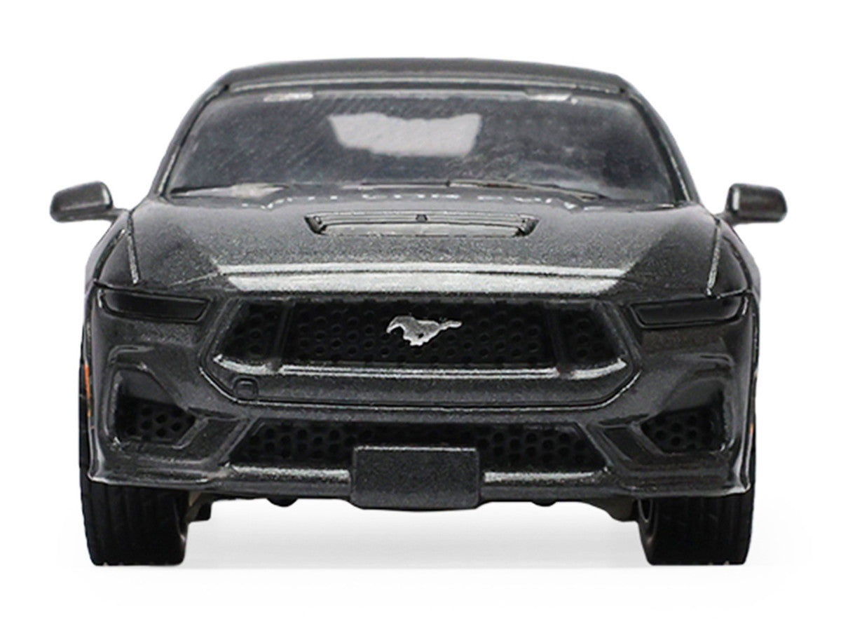 2024 Ford Mustang GT 5.0 Convertible Dark Matter Gray Metallic with Black Soft Top "Stampede" Series 2 1/64 Diecast Model Car by Greenlight