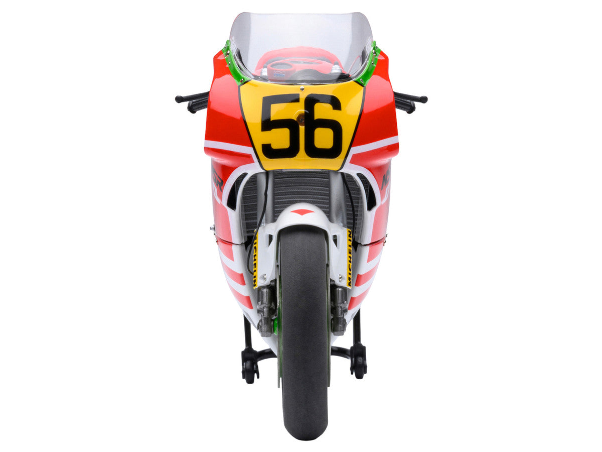 Honda NSR500 WGP500 Motorcycle #56 Red and White with Helmet "Baribari Legend" (1986) OVA 1/12 Model by Autoart