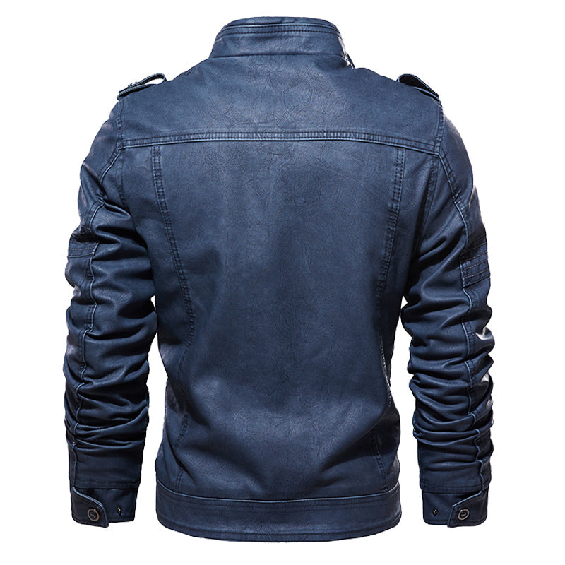 Washed leather jacket