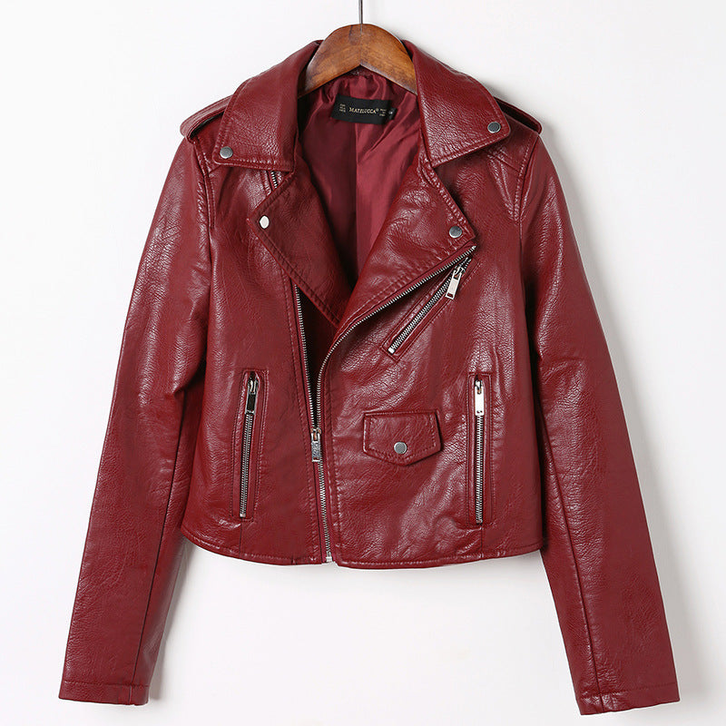 Women's Extra-Long Slim-Fit Cowhide Leather Jacket - Washed Motorcycle Coat with Bow Detail & Hood (100cm+ Length)