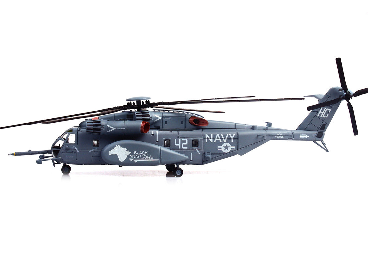 Sikorsky MH-53E Sea Dragon Helicopter "United States Navy Black Stallions Tail Number 42" Light Gray 1/72 Diecast Model by Panzerkampf