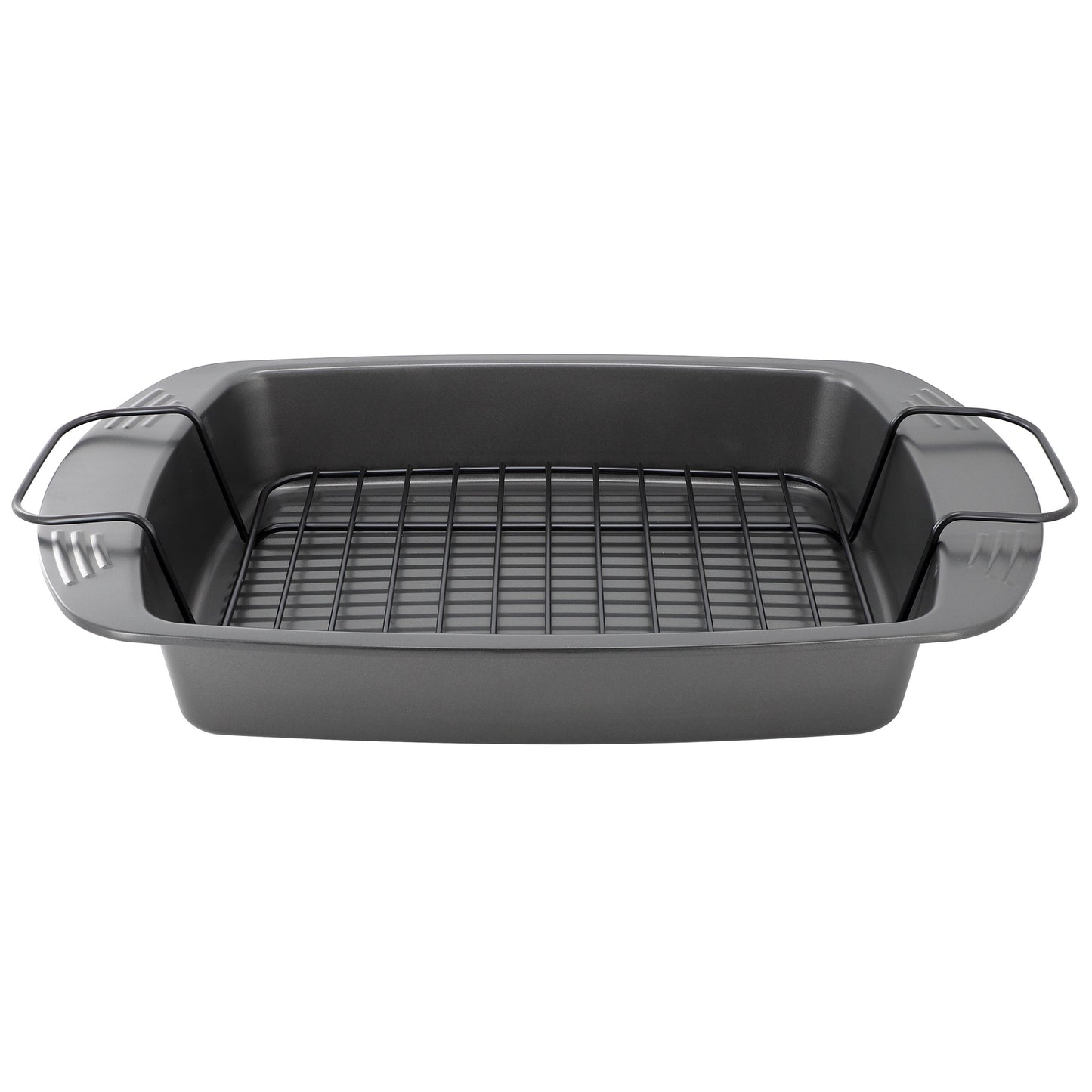Gibson Home Towerhill 16.7 x 12.7 Inch Nonstick Steel Roaster Pan with Rack