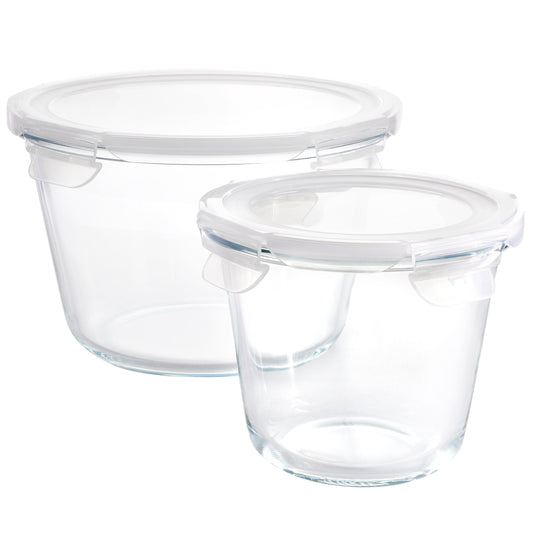 Gibson Home House Specials 4 Piece Borosilicate Glass Round Storage Container Set with Snap Lids
