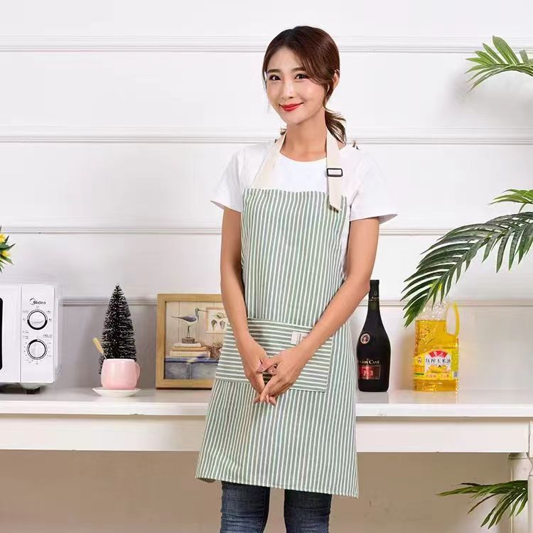 Linen Stripe Apron, Breathable Kitchen Apron For Household Chores