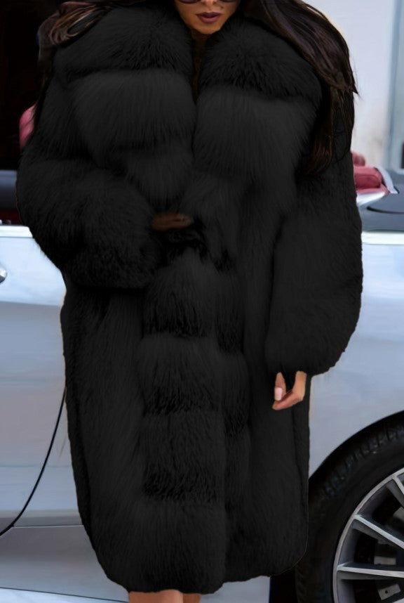 Women's Mid-length Warm Patchwork Faux Fur Coat