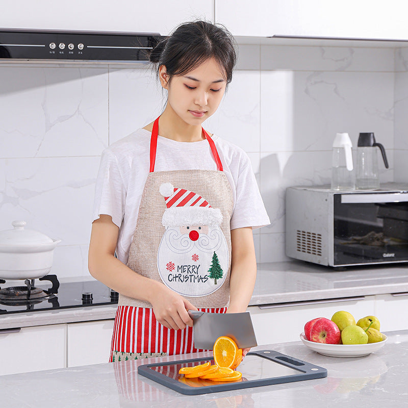 Santa Linen Apron Creative Kitchen Cleaner Sleeveless