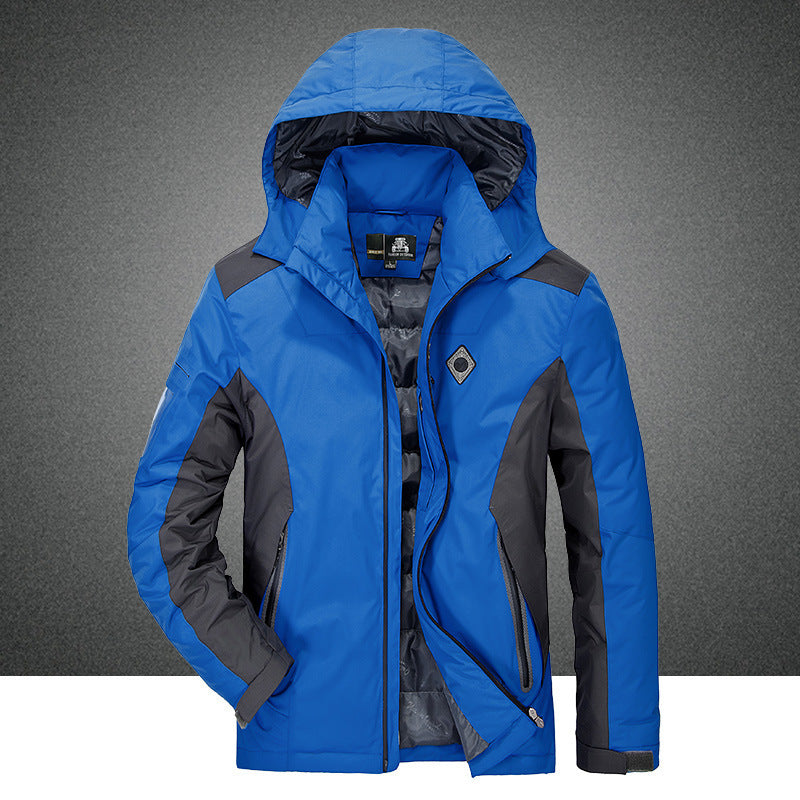 Men's Warm Down Jacket, Plus Size Windproof Coat