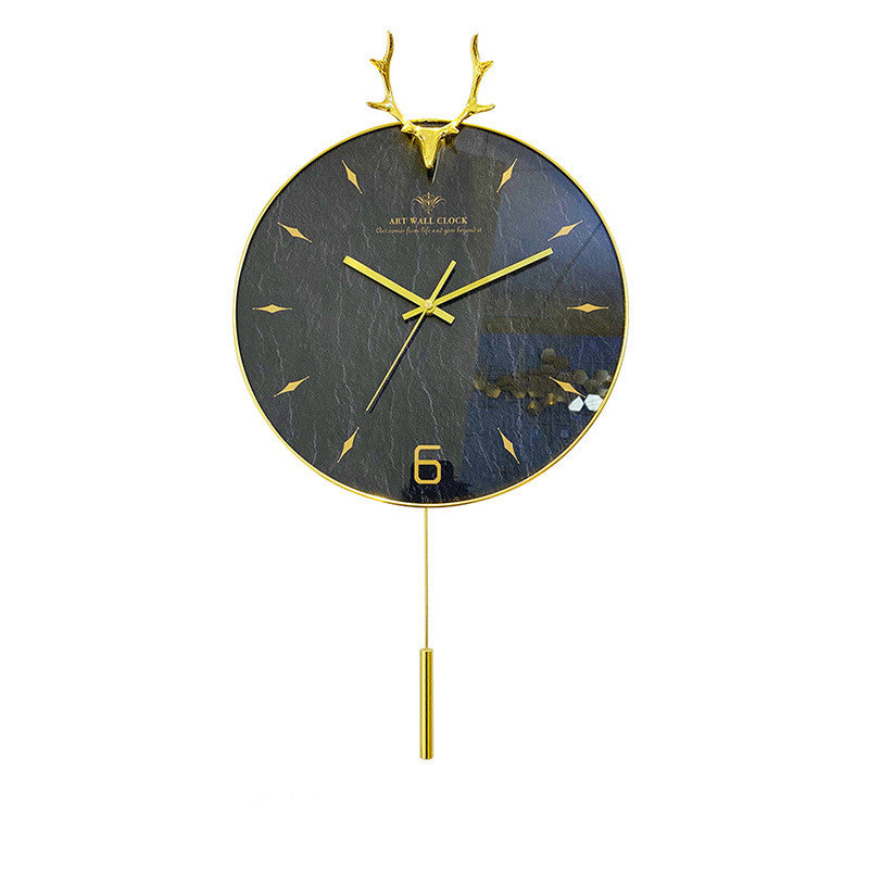 Nordic Creative Antler Solid Wood Wall Clock