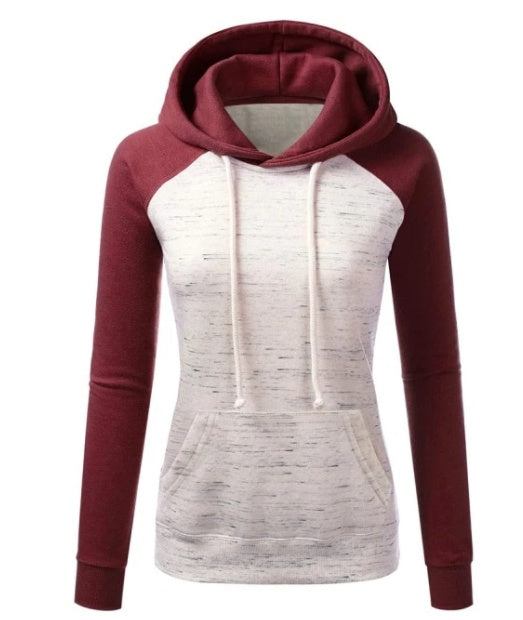 Casual Color Block Fleece Hooded Sweatshirt
