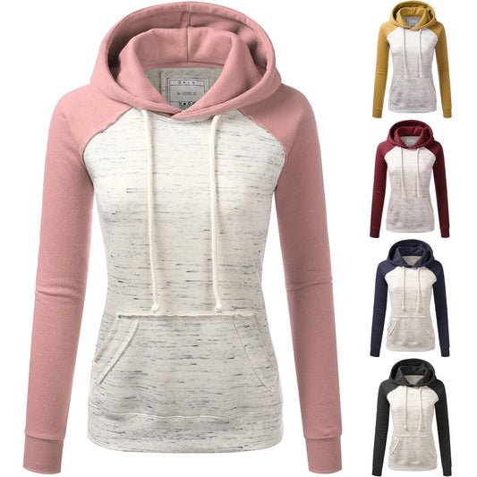 Casual Color Block Fleece Hooded Sweatshirt