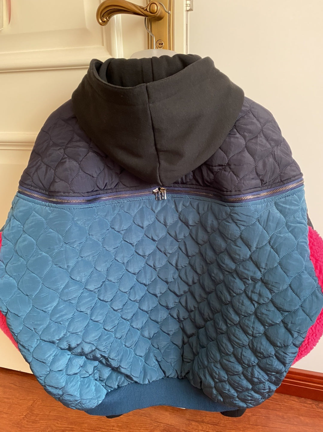 Stitching Color Matching Thickening Plus Cotton Stand Collar Zipper Loose
