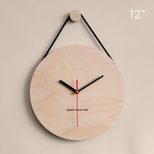 Wooden Sling Creative Wall Clock Nordic Home Living Room Clock Decoration
