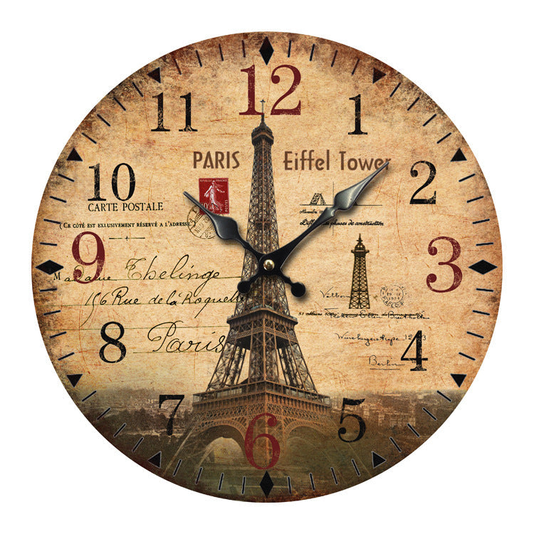 Creative Wooden Wall Clock European Tower Creative Home Clock Living Room Bedroom Wall Clock Wholesale Factory Direct Explosion Models