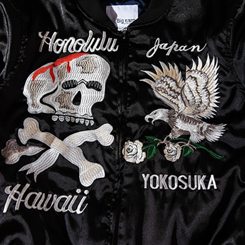 Skull Pattern Embroidery Men's Casual Jacket Men's Autumn And Winter Jacket